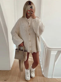 Mara | Oversized Cardigan für jeden Anlass – Weiß-beige