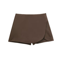 Damen Hohe Taille mit Shorts Mini Röck – Braun