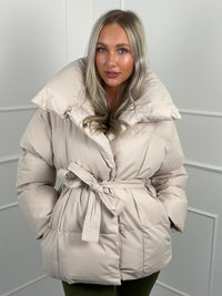 Elina™ | Gesteppte Kurzjacke mit Taillengürtel – Beige