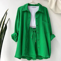 Damen Plissee Set Zweiteiler Elegant – Grün