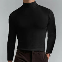 Herren Slim-Fit Rollkragenpullover mit langen Ärmeln – Schwarz