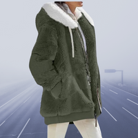 Damen Oversized Teddyjacke | Kuschelig & Warm | Wintermantel – Olivgrün