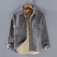 Warme Herren-Cordjacke für den Winter – Grau