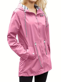 Wasserdichte Damen Regenjacke mit Kapuze - Winddicht & Atmungsaktiv für Herbst/Winter – Rosa