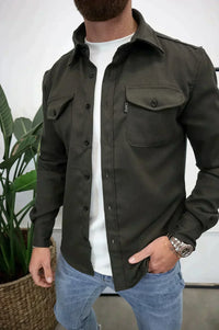 Moderne Herren Knopfleisten-Jacke – Hellstein