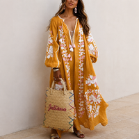 Nelia - Lockeres Boho-Sommerkleid mit Blumenprint – Orange