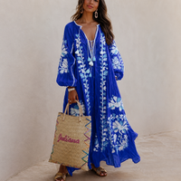 Nelia - Lockeres Boho-Sommerkleid mit Blumenprint – Blau