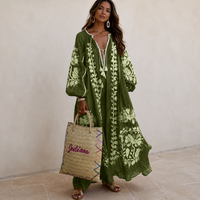 Nelia - Lockeres Boho-Sommerkleid mit Blumenprint – Grün