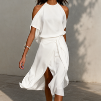 Celestine - Midikleid mit ungleichmäßigem Saum – Weiß
