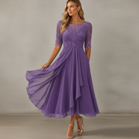 Yara - Elegantes Chiffon-Midikleid – Flieder