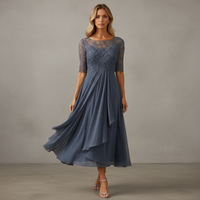 Yara - Elegantes Chiffon-Midikleid – Grau