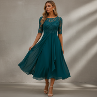 Yara - Elegantes Chiffon-Midikleid – Dunkelblau