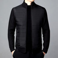 Herren-Steppstrickjacke mit strukturierten Ärmeln – Schwarz