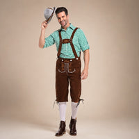 Thomas - Vintage-Oktoberfest-Hosenträger-Set – Grün / Braun