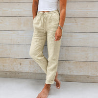 Stacy - Bequeme Damenhose aus leichtem Stoff – Beige
