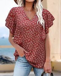Vendee - Elegante Bluse mit Raffungen – Rot