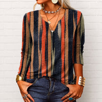 Katharina - Langarm-Boho-Bluse mit V-Ausschnitt – Braun