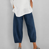 Alethea - Bequeme, locker geschnittene Sommerhose – Dunkelblau