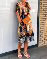 Yaseen - Kleid mit verziertem Muster – Blau
