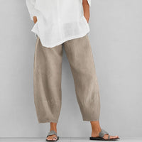 Alethea - Bequeme, locker geschnittene Sommerhose – Khaki