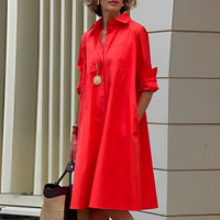 Alissa - Bequemes und lockeres Midikleid für Damen – Rot