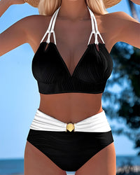 Camille - Schicker Bikini mit hoher Taille – Schwarz