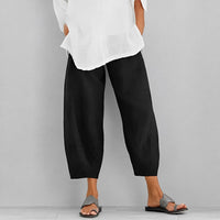 Alethea - Bequeme, locker geschnittene Sommerhose – Schwarz