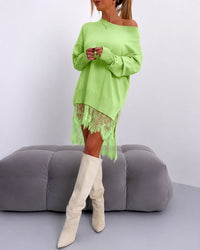 Eleanor - Elegantes Kleid mit schulterfreiem Schnitt – Grün