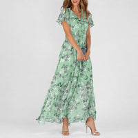 Lea - Ein vielseitiges Blumen-Midikleid für jede Gelegenheit – Grün