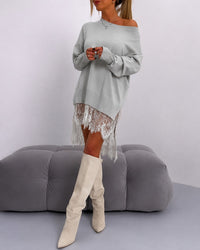 Eleanor - Elegantes Kleid mit schulterfreiem Schnitt – Grau
