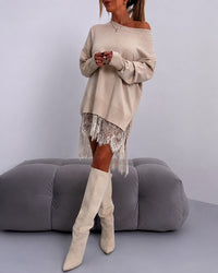 Eleanor - Elegantes Kleid mit schulterfreiem Schnitt – Khaki