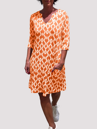 Jazmin - Lässiges Midikleid mit Rüschen – Orange