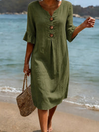 Deborah - Schickes Kleid mit Rüschenärmeln – Grün