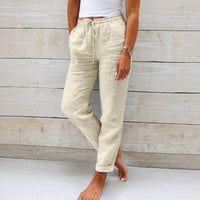 Dyan - Damenhose mit Zugband für einen lässigen Stil – Beige