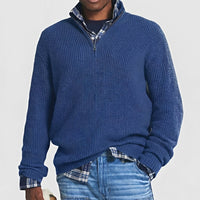 Sean - Herrenpullover mit Reißverschluss – Blau