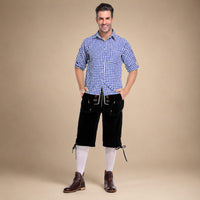 Thomas - Vintage-Oktoberfest-Hosenträger-Set – Blau / Schwarz