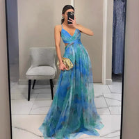 Imogen | Elegantes Maxikleid – Blau