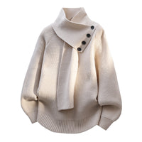 Clara | Schalkragen Strick Pullover – Beige