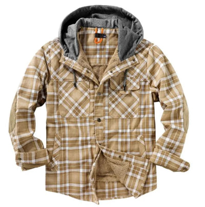 Honoree | Herren-Winterjacke aus Samt mit Kapuze und kariertem Innenfutter