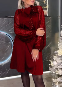 Isla - Kleid Pullover mit langen Ärmeln – Rot