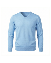 Finn | Klassischer V-Neck Kaschmir Pullover Herren – Hellblau