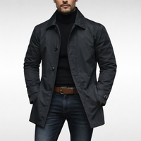 Leon | Eleganter Herrenmantel mit modernem Schnitt – Schwarz