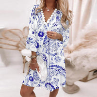 Silvia | Leichtes und schwungvolles Kleid für Frauen – Blaue Blume