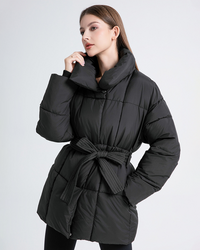 Anneliese | Steppjacke mit Gürtel – Schwarz