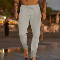 Livia | Stilvolle Herren Leinen-Strandhose – Hellgrau