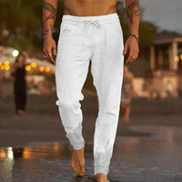 Livia | Stilvolle Herren Leinen-Strandhose – Weiß