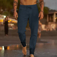 Livia | Stilvolle Herren Leinen-Strandhose – Dunkelblau