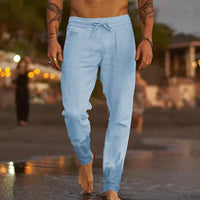 Livia | Stilvolle Herren Leinen-Strandhose – Hellblau