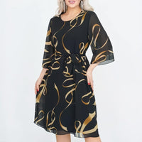 Elegante Lockere Midi-Kleid für Damen - Weich und Vielseitig – Schwarz