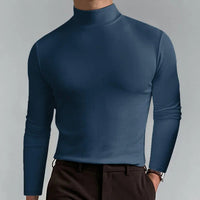 Herren Slim-Fit Rollkragenpullover mit langen Ärmeln – Marine